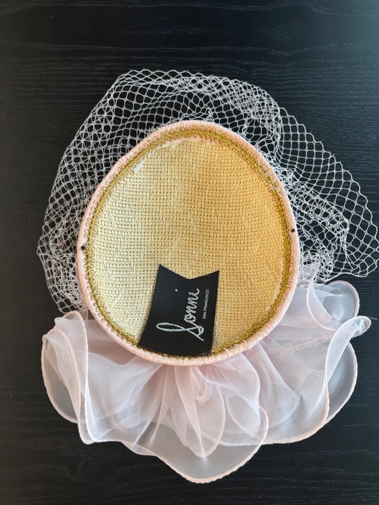 Vintage Sonni Light Pink Fascinator Hat with Veil Formal Church Derby Wedding main image 5